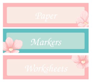 Preview of Tote Tray Labels Teal & Pink Theme - Editable