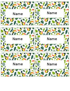 Preview of Toucan Birds Editable Name Tags Locker Labels Book Bin Cubby Classroom
