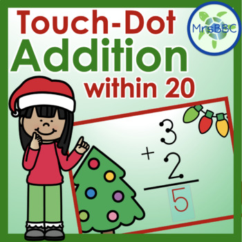 Preview of Touch Dot Addition within 20 Digital Boom Cards™  (Christmas Theme)