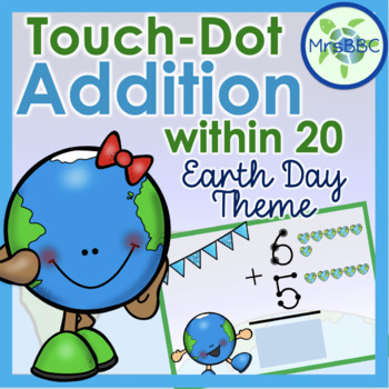 Preview of Touch Dot Addition within 20 (Earth Day Theme) Digital Boom Cards™