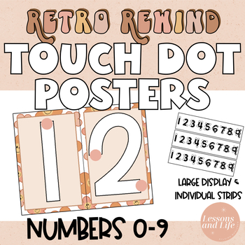 Preview of Touch Dot Number Posters and Desk Tags - Math Posters - Retro Classroom Decor