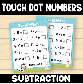 Preview of Touch Dot Number Subtraction  Math Worksheets