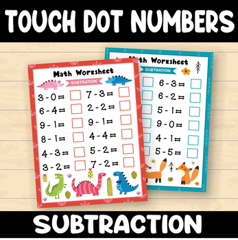 Preview of Touch Dot Number Subtraction Math Worksheets