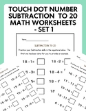 Touch Dot Number Subtraction from 20 Math Worksheets - Set 1
