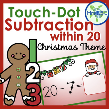 Preview of Touch Dot Subtraction within 20 Digital Boom Cards™  (Christmas Theme)