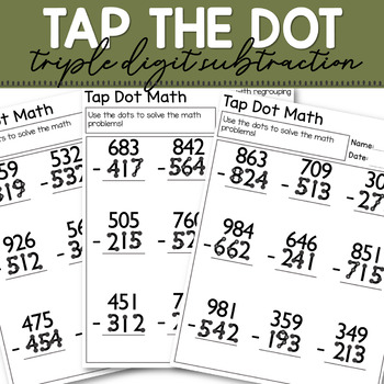 Preview of Touch Number Subtraction Worksheets Triple Digit Numbers