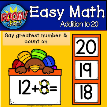 Preview of Touch Number Math Count On to Add to 20 Boom Cards
