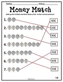 touch money worksheets dimes only by effortless tpt