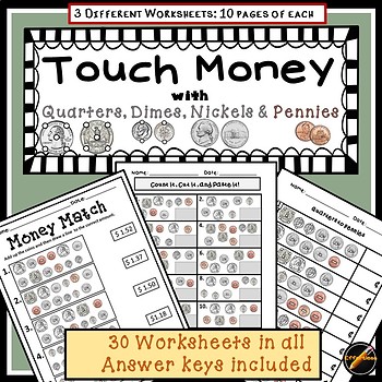 Preview of Touch Money with Quarters, Dimes, Nickels. and Pennies