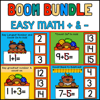 Preview of Touch Number Math Add and Subtract Bundle BOOM CARDS | Distance Learning