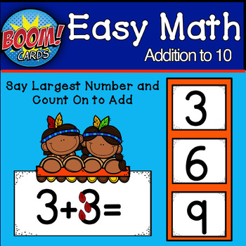 Preview of Touch Number Math Addition to 10 | BOOM CARDS | Distance Learning