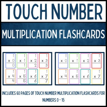 Preview of Touch Number Math Multiplication Flashcards: Numbers 0 - 15