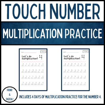 Preview of Touch Number Math Multiplication Practice - Number 4
