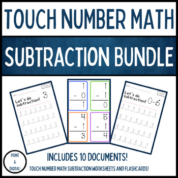 Preview of Touch Number Math Subtraction Bundle
