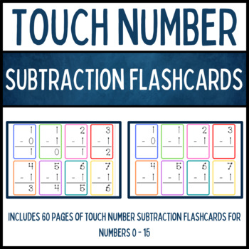 Preview of Touch Number Math Subtraction Flashcards: Numbers 0 - 15