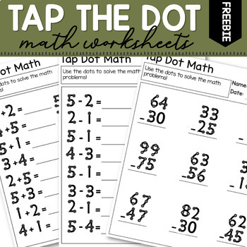 Preview of Touch Number Math Worksheets Basic Addition and Subtraction FREEBIE
