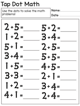 Touch Number Math Worksheets Basic Addition and Subtraction FREEBIE