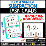 Touch Number Subtraction | Math Printable Task Cards | Boom Cards