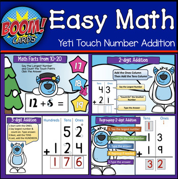 Preview of Touch Number | YETI Addition Bundle | BOOM CARDS | Distance Learning