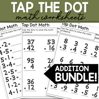 Preview of Touch Number Math Addition Worksheets Bundle NO PREP!