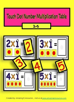 Preview of Multiplication Task Box -Number 2-5 Touch Dots on Numbers