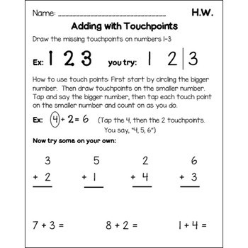 touch points simple addition and subtraction with touchpoints 1 5