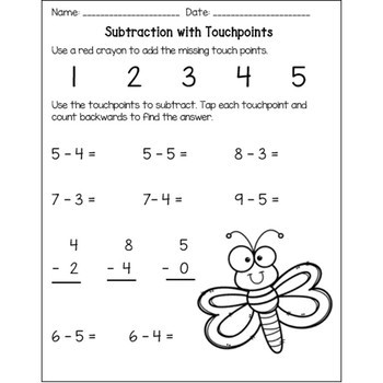 touch points simple addition and subtraction with touchpoints 1 5