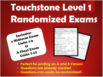 Preview of Touchstone Level 1 Randomized Exams - ESL Practice