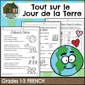 Preview of Tout sur le Jour de la Terre | NO PREP (Grades 1-3 FRENCH)