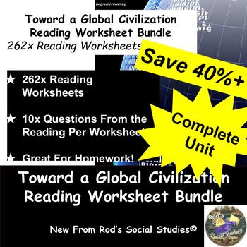 Preview of Toward a Global Civilization Unit Reading Worksheet Bundle **Editable*