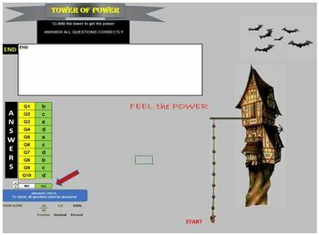 Preview of Tower of Power Multi Choice Digital Spreadsheet Game Template