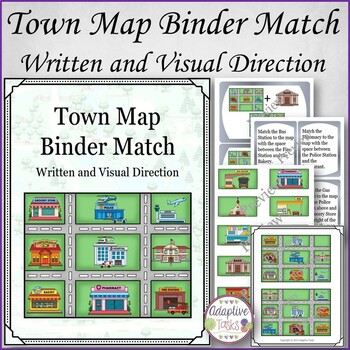 Preview of Town Map Binder Match-Written and Visual Instruction
