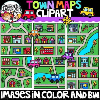 Preview of Town Maps Clipart {Reading a Map Clipart}