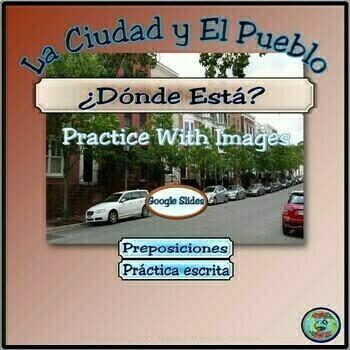 Preview of Town and City Preposition Practice Activities with Images for Google Apps