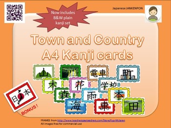Preview of Japanese: Town and Country A4 Kanji cards