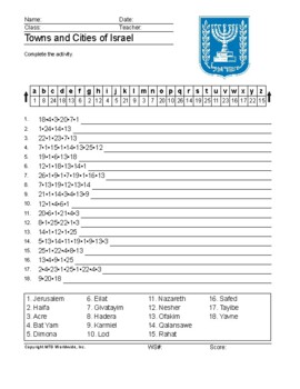 Towns and Cities of Israel Word Search and Puzzle Worksheets by Lesson ...