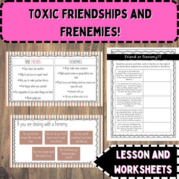 Preview of Toxic Friends and Frenemies | School Counseling Lesson and Worksheets | SEL