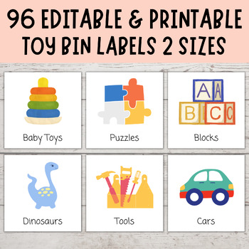 Preview of Toy Bin Labels, EDITABLE & PRINTABLE Toy Bin Storage Labels, Visual Pictures