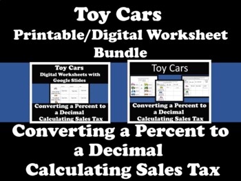 Preview of Toy Cars Calculating Sales Tax Digital/ Printable Worksheet Bundle