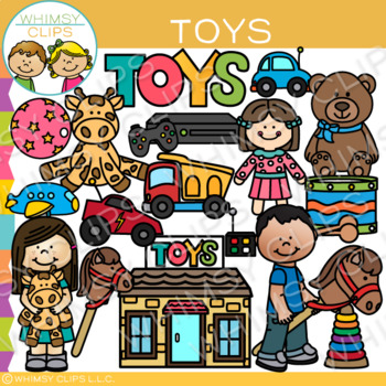 Preview of Kids Toy Store Shopping Clip Art With Building and Toys