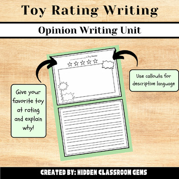 Preview of Toy Rating Opinion Writing | Opinion Writing Unit | Creative & Descriptive Unit