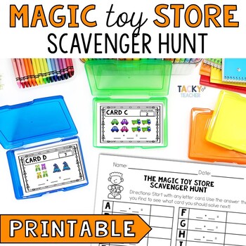 Preview of Toy Store Add to 10 Write the Room | Math Fact Scavenger Hunt