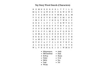 Preview of Toy Story Word Search (characters)