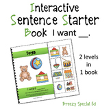 Toys (I Want) Interactive/Adapted Sentence Starter Book - 
