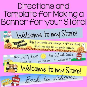 Preview of TpT Easy Directions and Template for Making a Banner for your Store