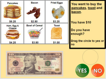 Preview of TpT Purchasing Breakfast Items- Adding items up to $10
