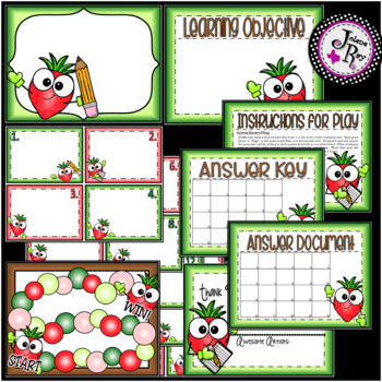 Preview of TpT Seller Editable Task Card Set / Cute Strawberries