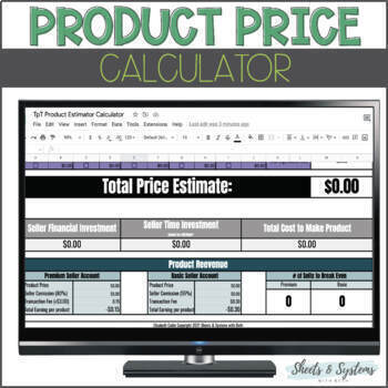 Preview of TpT Seller Price Calculator | Price Guide | Product Price Calculator Tips
