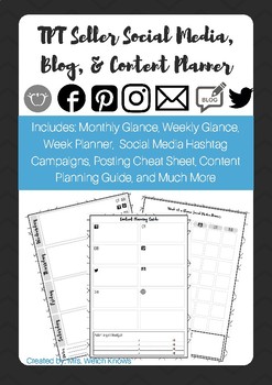 Preview of TpT Seller Social Media, Blog, and Content Planner