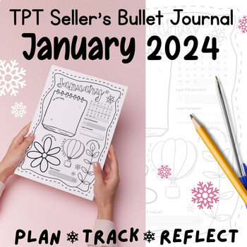 Preview of TpT Seller's Bullet Journal | January 2024 | Sale Tracking & Goal Setting Diary